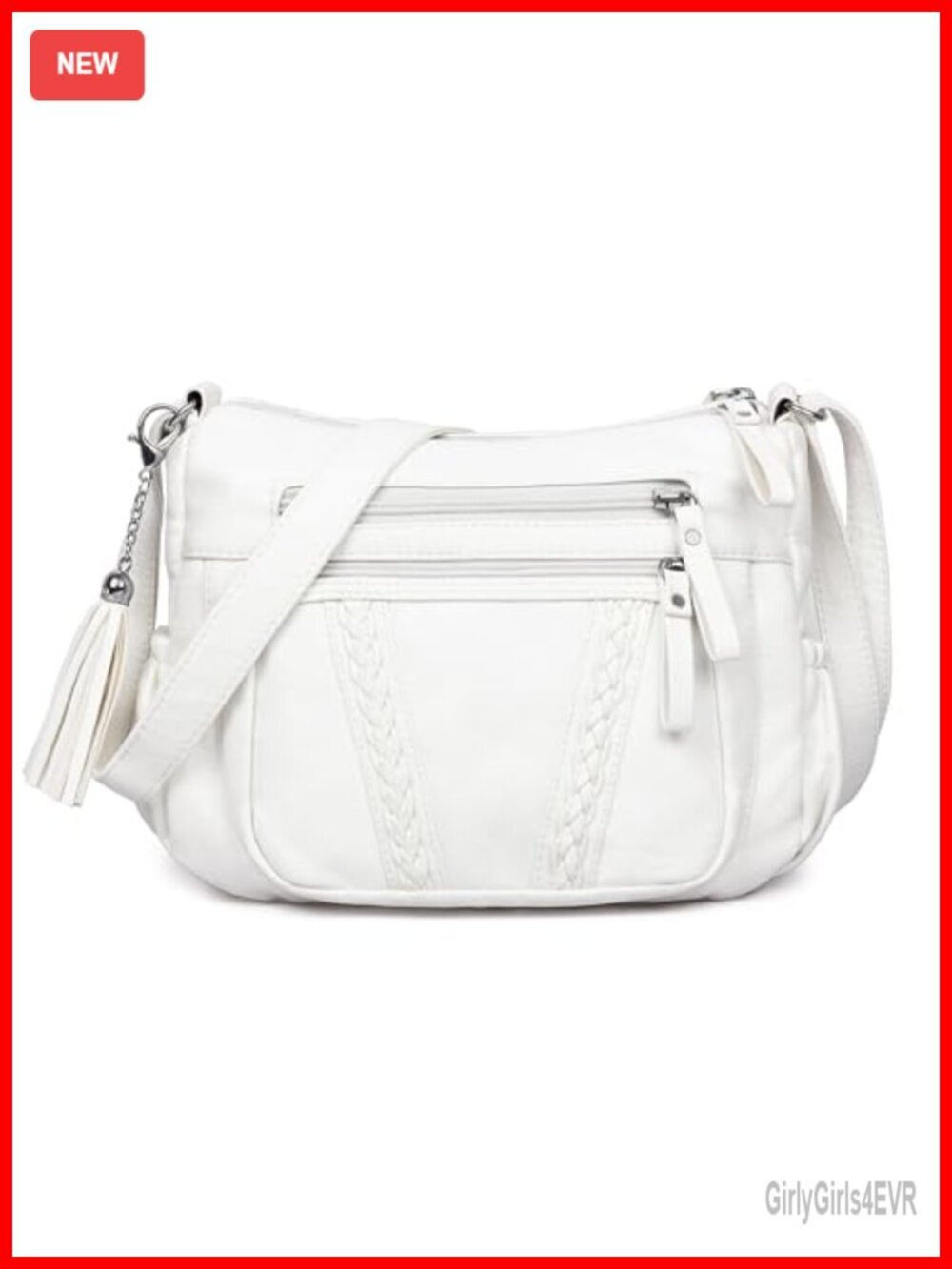Soft PU Leather Crossbody Bag with Tassel - Adjustable Strap Hobo Purse